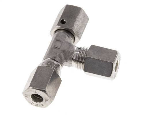 6L Stainless Steel Right Angle Tee Compression Fitting with Swivel 315 bar FKM Adjustable ISO 8434-1