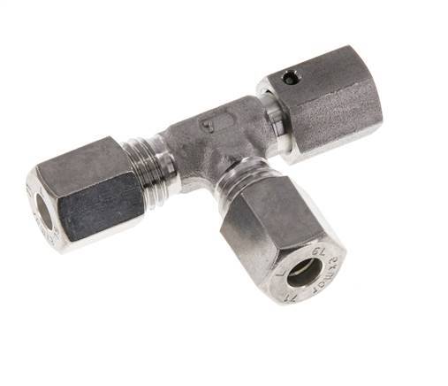 6L Stainless Steel Right Angle Tee Compression Fitting with Swivel 315 bar FKM Adjustable ISO 8434-1