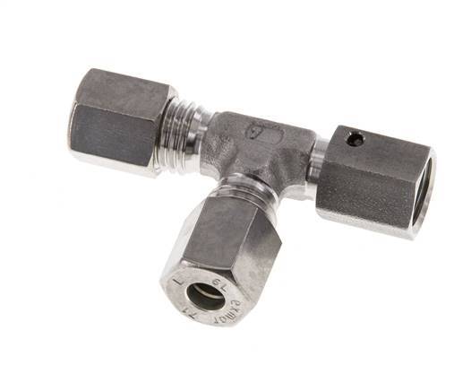 6L Stainless Steel Right Angle Tee Compression Fitting with Swivel 315 bar FKM Adjustable ISO 8434-1