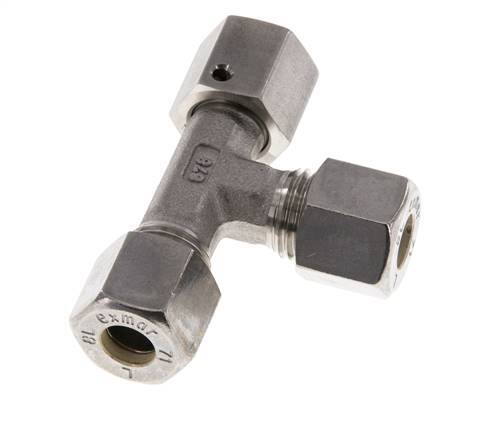 8L Stainless Steel Right Angle Tee Compression Fitting with Swivel 315 bar FKM Adjustable ISO 8434-1