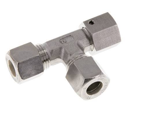 10L Stainless Steel Right Angle Tee Compression Fitting with Swivel 315 bar FKM Adjustable ISO 8434-1