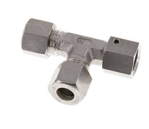 10L Stainless Steel Right Angle Tee Compression Fitting with Swivel 315 bar FKM Adjustable ISO 8434-1