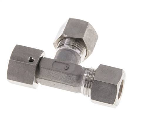 12L Stainless Steel Right Angle Tee Compression Fitting with Swivel 315 bar FKM Adjustable ISO 8434-1