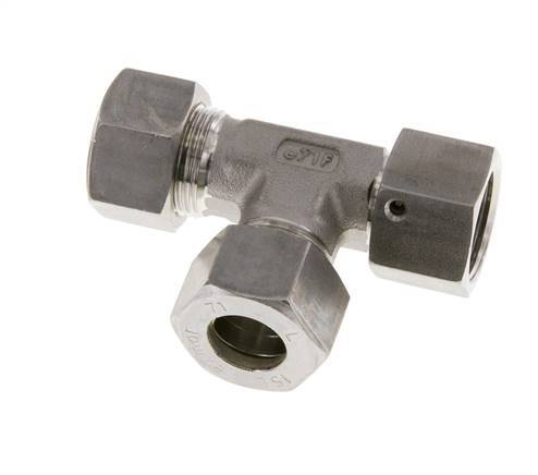 15L Stainless Steel Right Angle Tee Compression Fitting with Swivel 315 bar FKM Adjustable ISO 8434-1