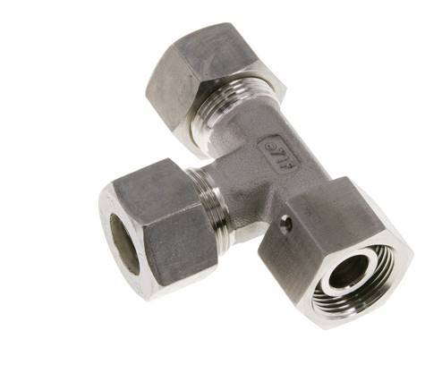 15L Stainless Steel Right Angle Tee Compression Fitting with Swivel 315 bar FKM Adjustable ISO 8434-1