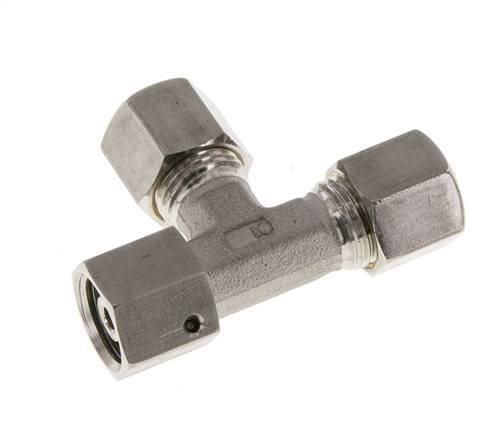 8S Stainless Steel Right Angle Tee Compression Fitting with Swivel 500 bar FKM Adjustable ISO 8434-1