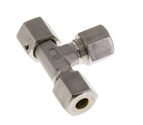 8S Stainless Steel Right Angle Tee Compression Fitting with Swivel 500 bar FKM Adjustable ISO 8434-1