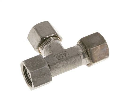 14S Stainless Steel Right Angle Tee Compression Fitting with Swivel 400 bar FKM Adjustable ISO 8434-1