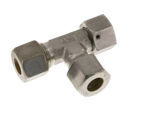 14S Stainless Steel Right Angle Tee Compression Fitting with Swivel 400 bar FKM Adjustable ISO 8434-1