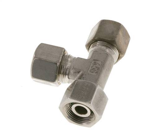 14S Stainless Steel Right Angle Tee Compression Fitting with Swivel 400 bar FKM Adjustable ISO 8434-1