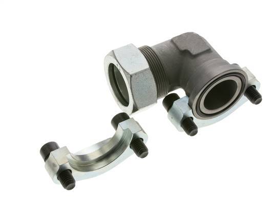 1-1/2'' Elbow SAE Flange 3000 PSI Steel with 42L (M52x2) ISO 6162-1