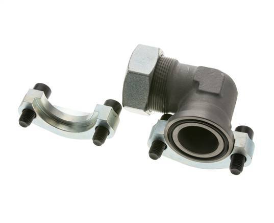 1-1/2'' Elbow SAE Flange 3000 PSI Steel with 42L (M52x2) ISO 6162-1