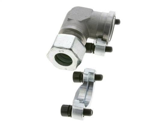 1-1/4'' Elbow SAE Flange 3000 PSI Steel with 25S (M36x2) ISO 6162-1