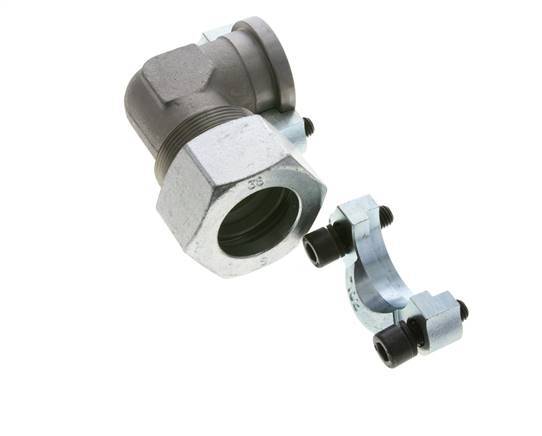 1-1/4'' Elbow SAE Flange 3000 PSI Steel with 38S (M52x2) ISO 6162-1
