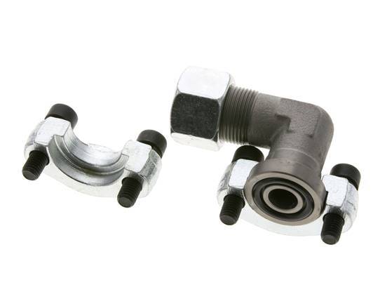 1/2'' Elbow SAE Flange 6000 PSI Steel with 16S (M24x1.5) ISO 6162-2