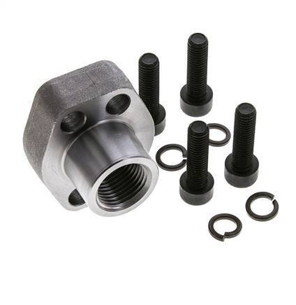 1/2'' SAE Flange 3000 PSI Plain Steel with G1/2'' Female Threads ISO 6162-1