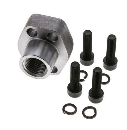 1/2'' SAE Flange 3000 PSI Plain Steel with G1/2'' Female Threads ISO 6162-1