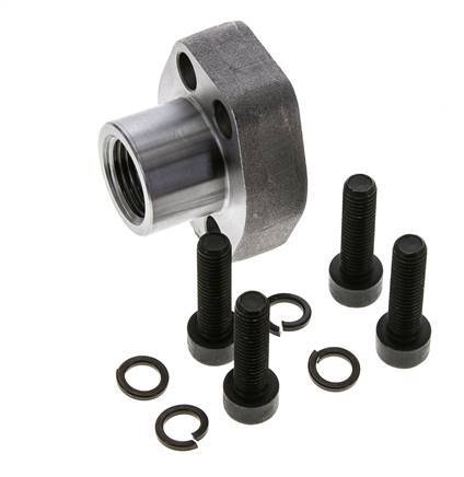 1/2'' SAE Flange 3000 PSI Plain Steel with G1/2'' Female Threads ISO 6162-1