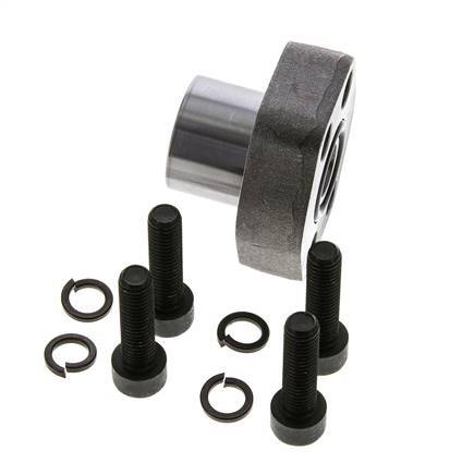 1/2'' SAE Flange 3000 PSI Plain Steel with G1/2'' Female Threads ISO 6162-1