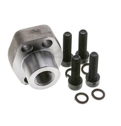 1/2'' SAE Flange 3000 PSI Plain Steel with G3/8'' Female Threads ISO 6162-1