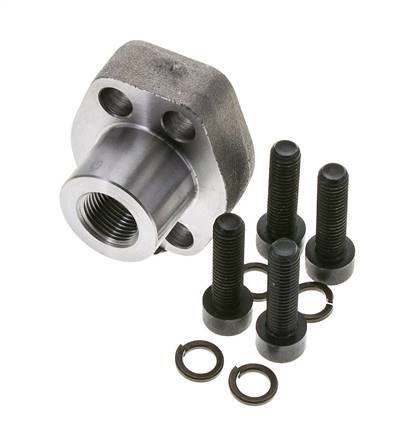 1/2'' SAE Flange 3000 PSI Plain Steel with G3/8'' Female Threads ISO 6162-1