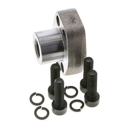 1/2'' SAE Flange 3000 PSI Plain Steel with G3/8'' Female Threads ISO 6162-1