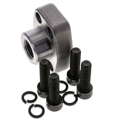 3/4'' SAE Flange 3000 PSI Plain Steel with G1/2'' Female Threads ISO 6162-1