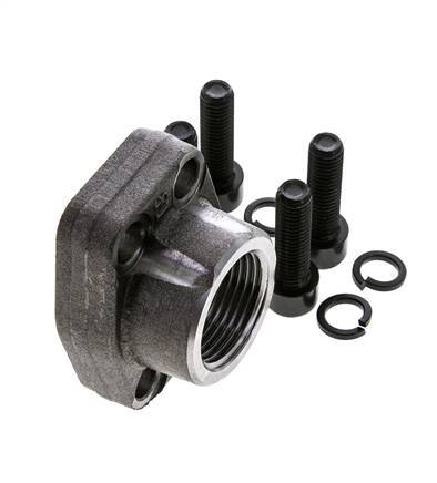 1'' SAE Flange 3000 PSI Plain Steel with G1'' Female Threads ISO 6162-1
