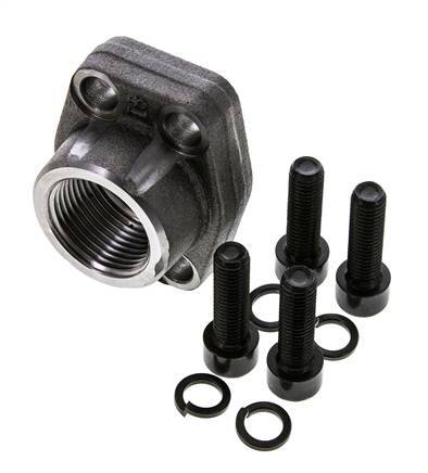 1'' SAE Flange 3000 PSI Plain Steel with G1'' Female Threads ISO 6162-1