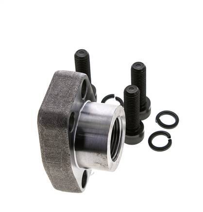 1'' SAE Flange 3000 PSI Plain Steel with G3/4'' Female Threads ISO 6162-1