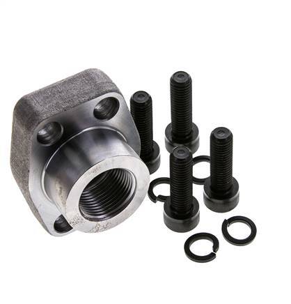 1'' SAE Flange 3000 PSI Plain Steel with G3/4'' Female Threads ISO 6162-1