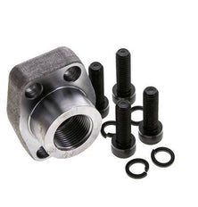 1'' SAE Flange 3000 PSI Plain Steel with G3/4'' Female Threads ISO 6162-1