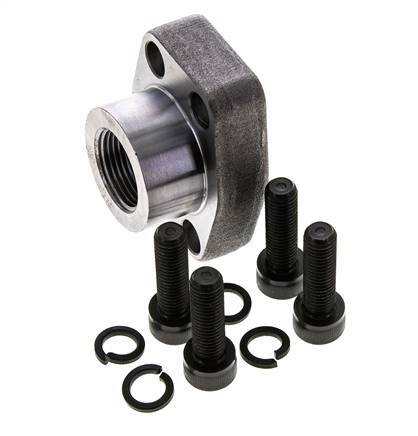 1'' SAE Flange 3000 PSI Plain Steel with G3/4'' Female Threads ISO 6162-1