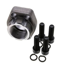 1-1/4'' SAE Flange 3000 PSI Plain Steel with G1-1/4'' Female Threads ISO 6162-1