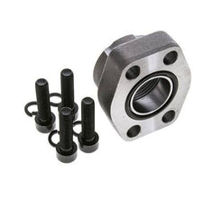 1-1/4'' SAE Flange 3000 PSI Plain Steel with G1-1/4'' Female Threads ISO 6162-1