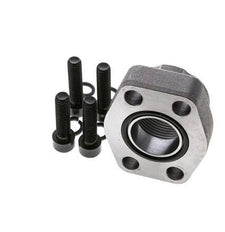 1-1/4'' SAE Flange 3000 PSI Plain Steel with G1-1/4'' Female Threads ISO 6162-1