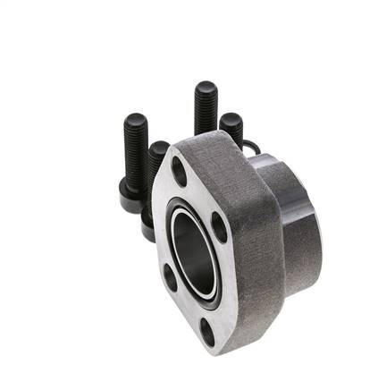 1-1/4'' SAE Flange 3000 PSI Plain Steel with G1-1/4'' Female Threads ISO 6162-1