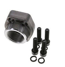 1-1/4'' SAE Flange 3000 PSI Plain Steel with G1-1/4'' Female Threads ISO 6162-1