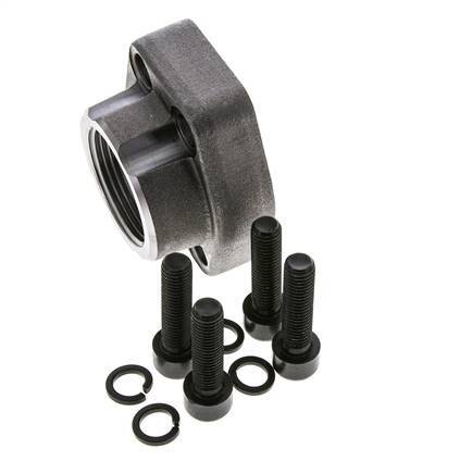 1-1/4'' SAE Flange 3000 PSI Plain Steel with G1-1/4'' Female Threads ISO 6162-1