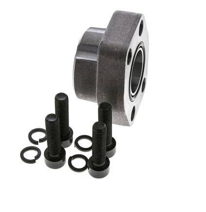 1-1/4'' SAE Flange 3000 PSI Plain Steel with G1-1/4'' Female Threads ISO 6162-1