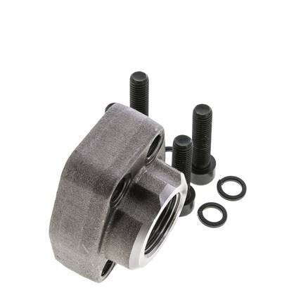 1-1/4'' SAE Flange 3000 PSI Plain Steel with G1'' Female Threads ISO 6162-1