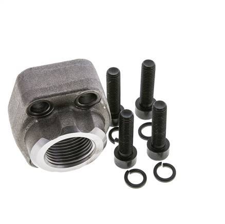 1-1/4'' SAE Flange 3000 PSI Plain Steel with G1'' Female Threads ISO 6162-1