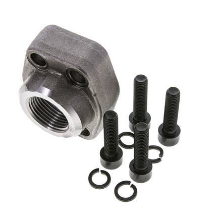 1-1/4'' SAE Flange 3000 PSI Plain Steel with G1'' Female Threads ISO 6162-1