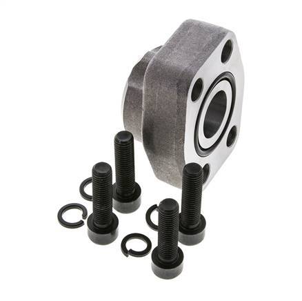 1-1/4'' SAE Flange 3000 PSI Plain Steel with G1'' Female Threads ISO 6162-1