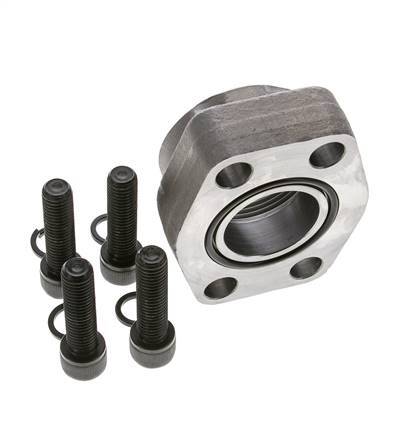 1-1/2'' SAE Flange 3000 PSI Plain Steel with G1-1/2'' Female Threads ISO 6162-1