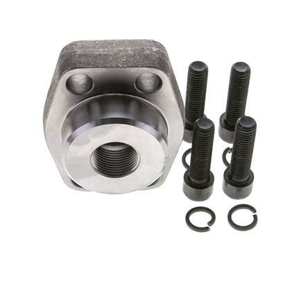 1-1/2'' SAE Flange 3000 PSI Plain Steel with G3/4'' Female Threads ISO 6162-1