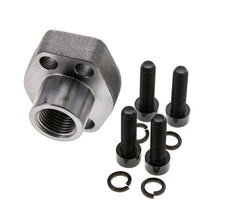 1/2'' SAE Flange 6000 PSI Plain Steel with G1/2'' Female Threads ISO 6162-2