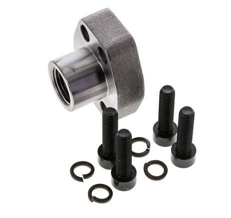 1/2'' SAE Flange 6000 PSI Plain Steel with G1/2'' Female Threads ISO 6162-2