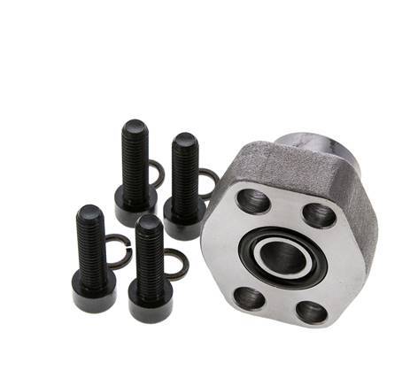 1/2'' SAE Flange 6000 PSI Plain Steel with G1/2'' Female Threads ISO 6162-2