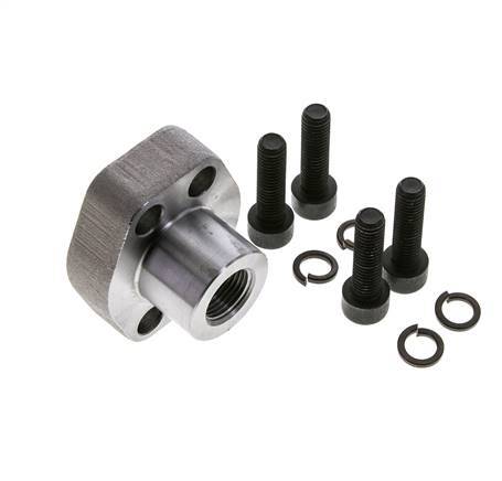 1/2'' SAE Flange 6000 PSI Plain Steel with G3/8'' Female Threads ISO 6162-2